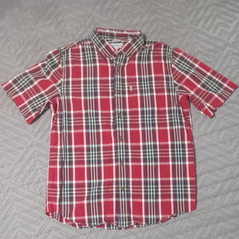 Men's Carhartt Relaxed Fit Short Sleeve Button Up Shirt SZ L